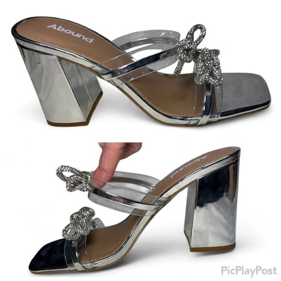 ABOUND Kitch Rhinestone Block Heel Sandal, Silver Metallic, Size 8, NWOB - Picture 12 of 14